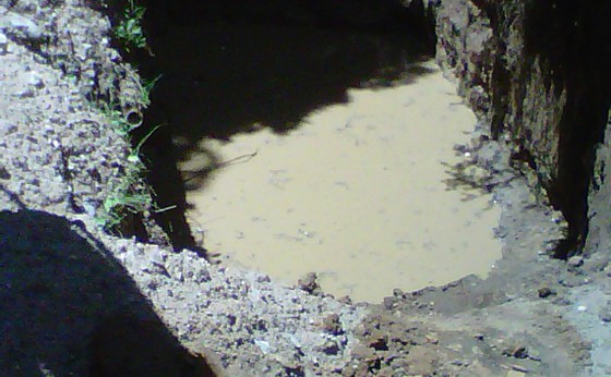 Contaminated tank grave with ground water