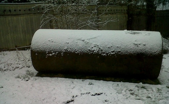 1000 gallon underground tank removed in the snow!