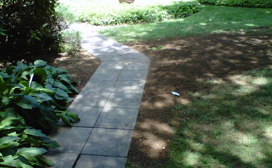 Regraded area with walkway